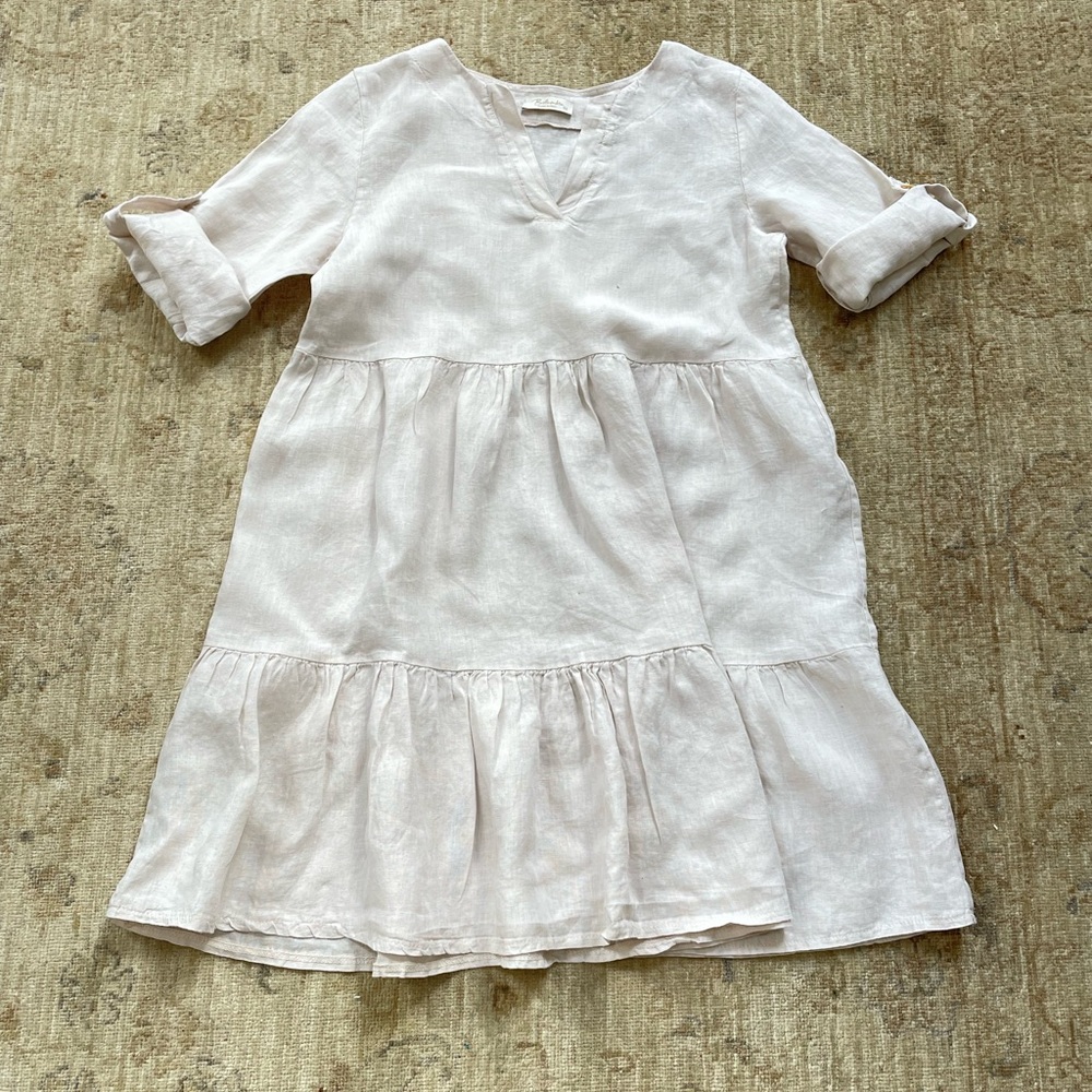Made in Italy Linen Cream Women's Casual Dress size XS but fits like S
